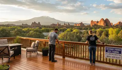 Professional deck staining in Colorado Springs CO enhancing wood beauty and weather protection