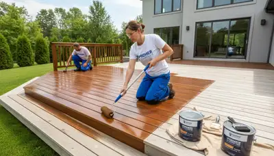 Professional deck staining in Colorado Springs CO protecting wood from sun and weather damage