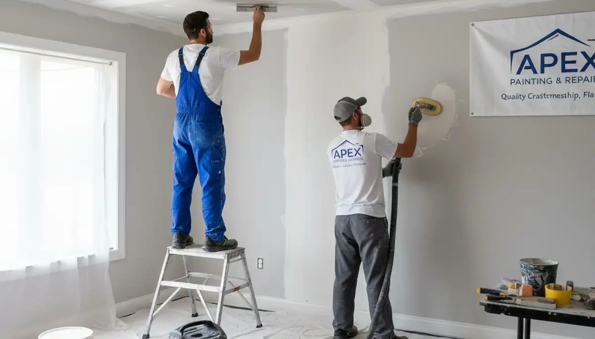 Technician repairing drywall cracks in Colorado Springs, CO home interior wall restoration