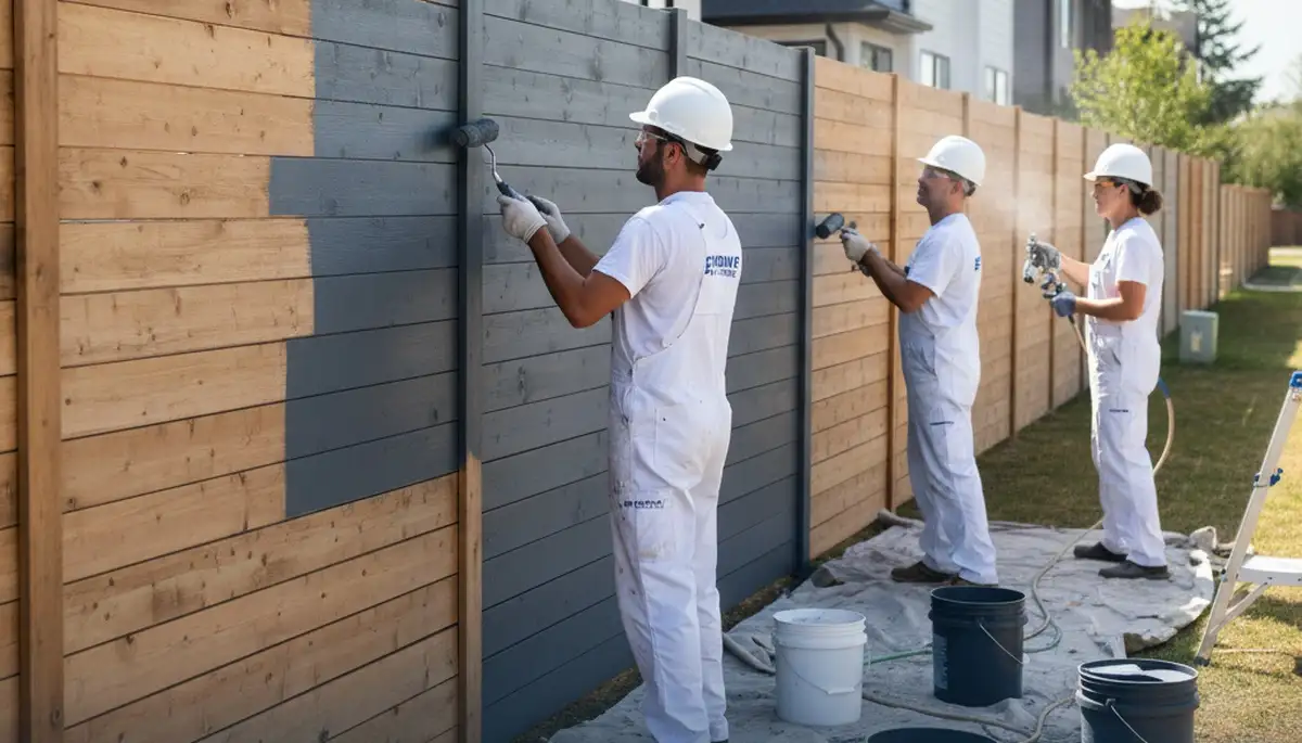 Professional fence painting service in Colorado Springs, CO enhancing wood durability and curb appeal