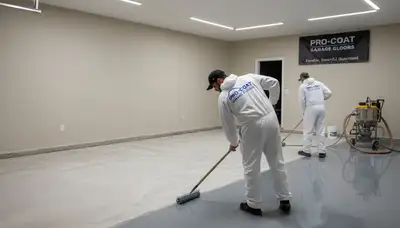 Epoxy garage floor coating in Colorado Springs CO by professional house painters for durable finish