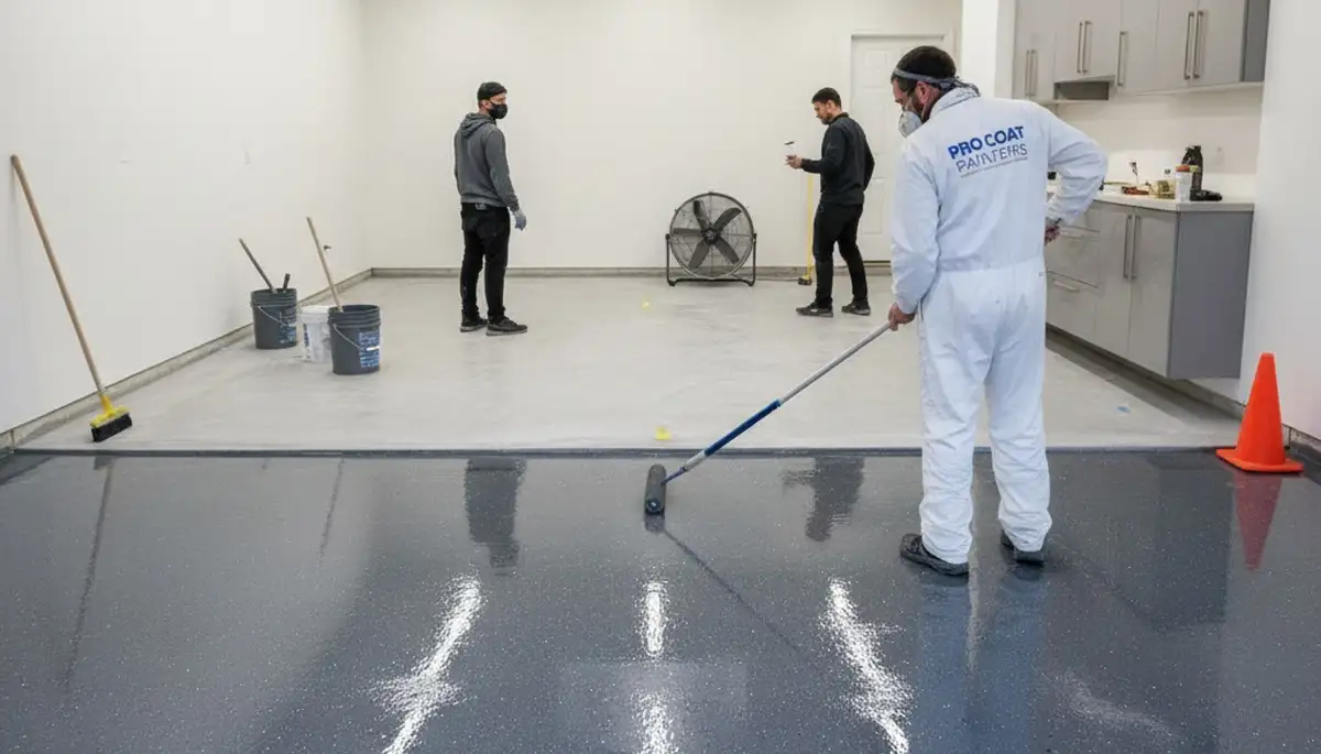 Professional garage floor epoxy coating in Colorado Springs CO for durable, moisture-resistant finish