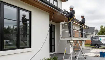 Professional gutter painting on Colorado Springs home exterior for durable mountain-weather protection