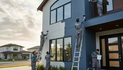 Professional house painters in Colorado Springs CO preparing exterior home for fresh paint