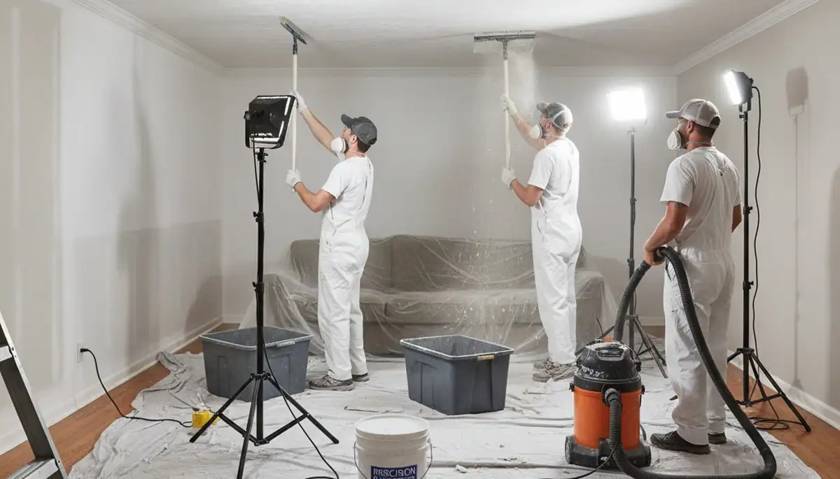 Professional popcorn ceiling removal in Colorado Springs CO home by expert painting contractors