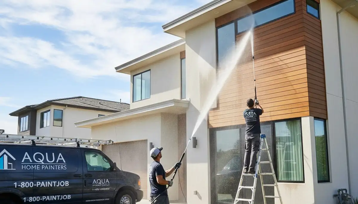 Professional pressure cleaning a Colorado Springs home exterior, removing dust and pollen buildup