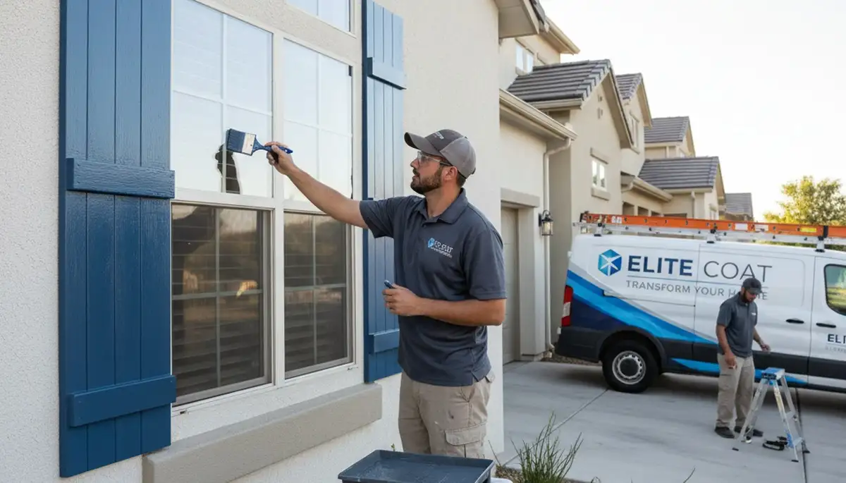 Professional shutter painting on Colorado Springs home by expert house painters