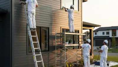 Professional siding painting on a Colorado Springs home by expert exterior house painters