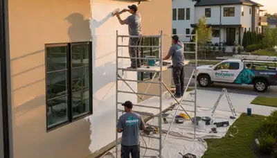 Professional stucco repair on Colorado Springs home exterior by local painting experts